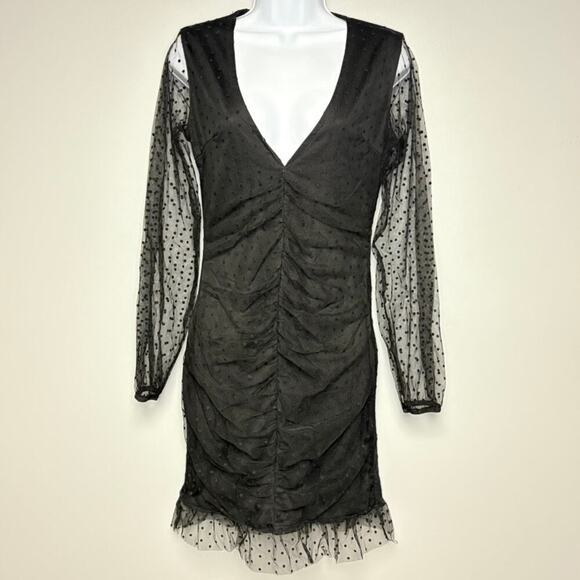 Missguided Dresses & Skirts - Missguided Witchy Goth Black Sheer Sleeve LBD Mini Dress Sz 6